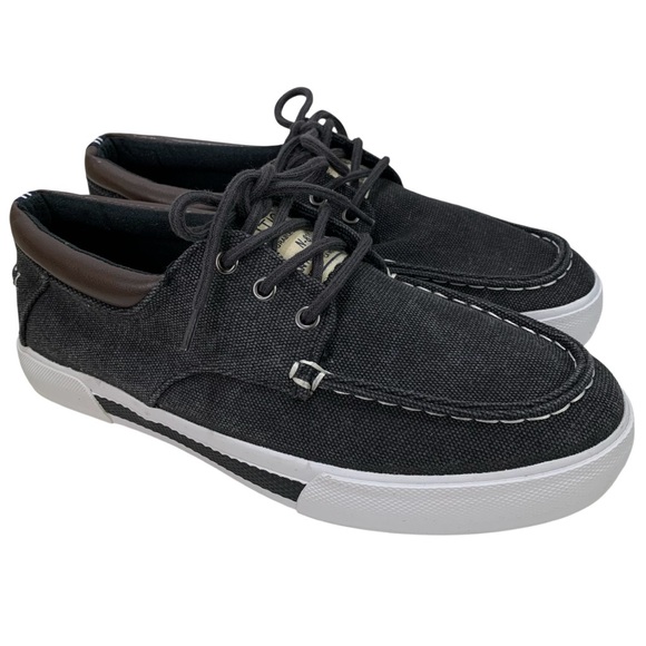 Nautica Other - Nautica Men’s Charcoal and White Canvas Boat Shoes Size 8 Travel Cruise Vacation
